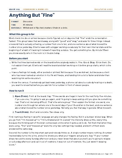 Anything But "Fine", first page