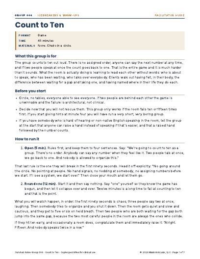 Count to Ten, first page
