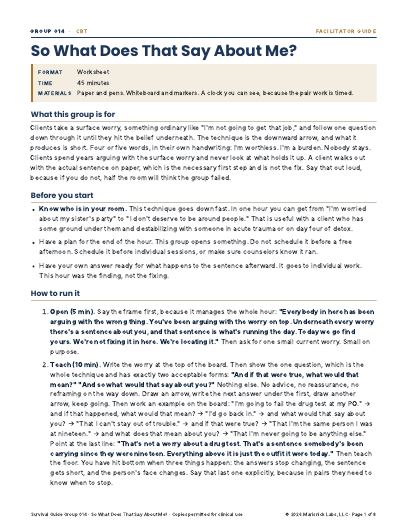 So What Does That Say About Me?, first page