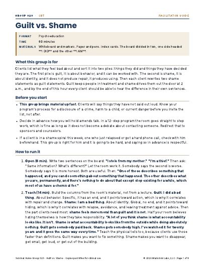 Guilt vs. Shame, first page
