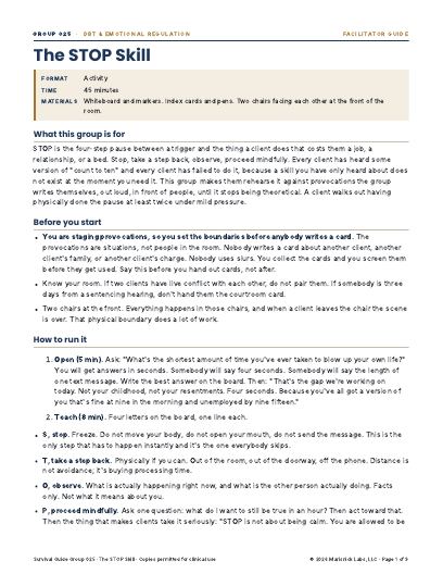 The STOP Skill, first page