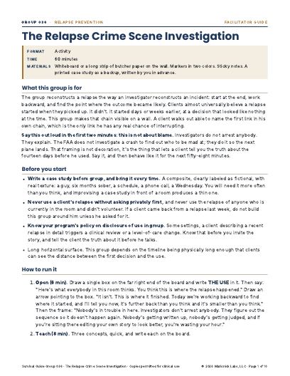 The Relapse Crime Scene Investigation, first page