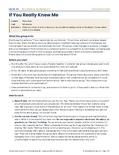 If You Really Knew Me, first page