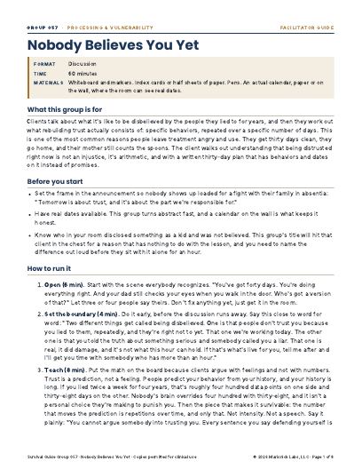Nobody Believes You Yet, first page
