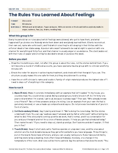 The Rules You Learned About Feelings, first page