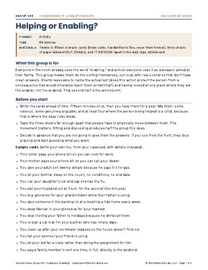 Helping or Enabling?, first page