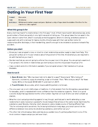 Dating in Your First Year, first page