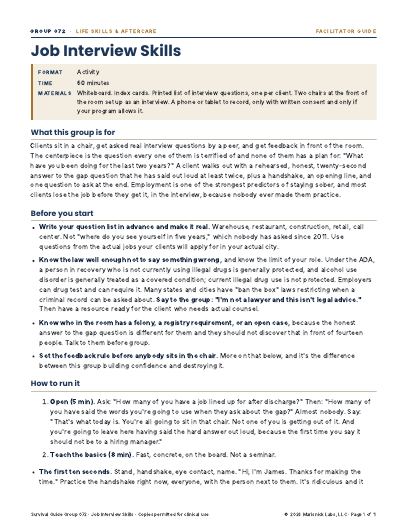 Job Interview Skills, first page