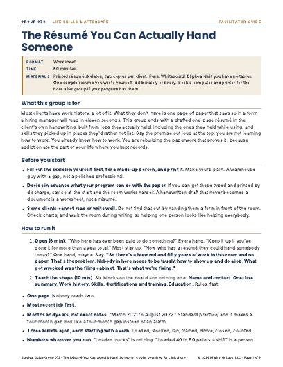 The Résumé You Can Actually Hand Someone, first page