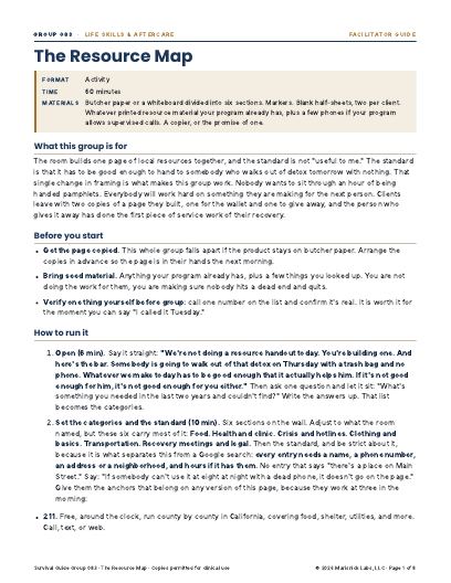 The Resource Map, first page