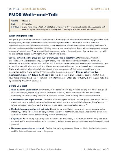 EMDR Walk-and-Talk, first page