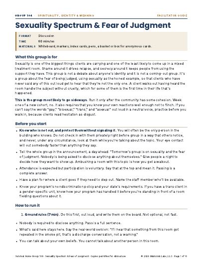 Sexuality Spectrum & Fear of Judgment, first page