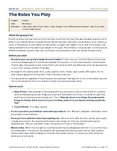 The Roles You Play, first page