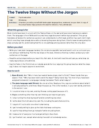 The Twelve Steps Without the Jargon, first page