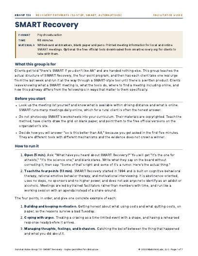SMART Recovery, first page
