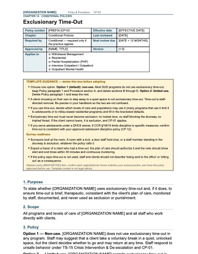 CP-03 Exclusionary Time-Out, first page