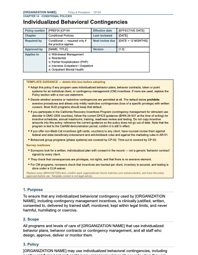 CP-04 Individualized Behavioral Contingencies, first page