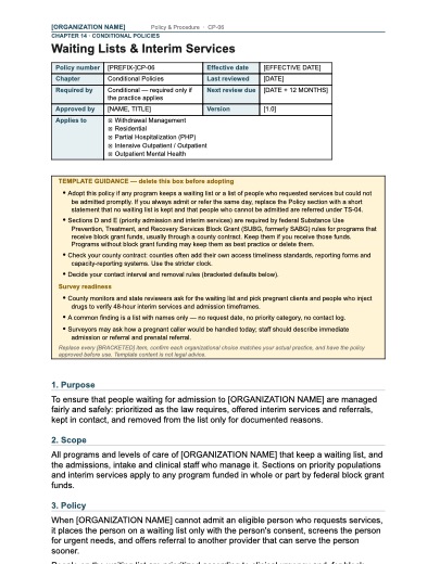 CP-06 Waiting Lists & Interim Services, first page