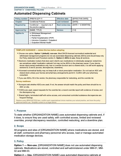 CP-11 Automated Dispensing Cabinets, first page