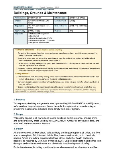 EC-05 Buildings, Grounds & Maintenance, first page