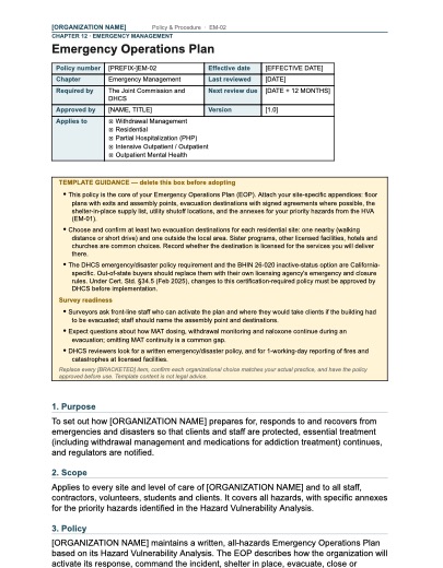 EM-02 Emergency Operations Plan, first page