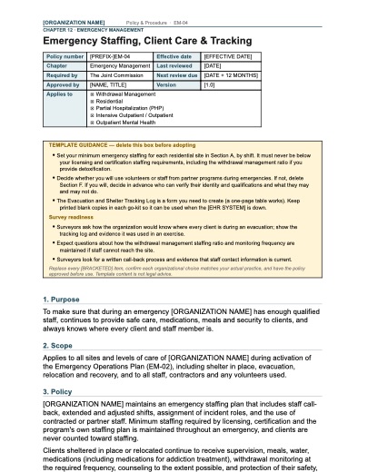 EM-04 Emergency Staffing, Client Care & Tracking, first page
