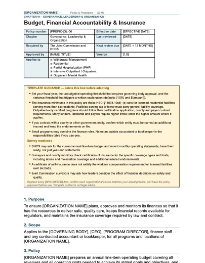 GL-06 Budget, Financial Accountability & Insurance, first page