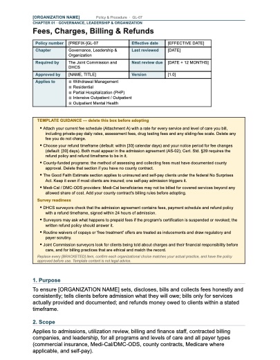GL-07 Fees, Charges, Billing & Refunds, first page