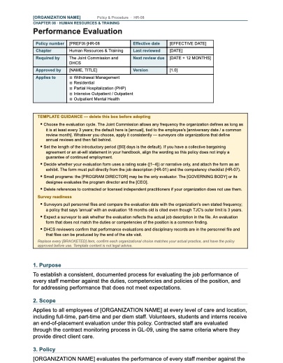 HR-08 Performance Evaluation, first page