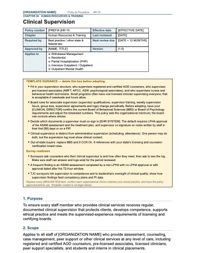 HR-10 Clinical Supervision, first page
