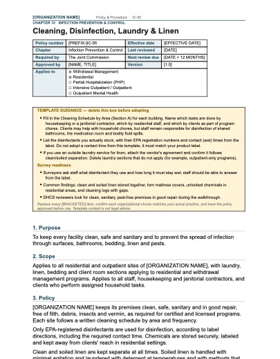 IC-05 Cleaning, Disinfection, Laundry & Linen, first page