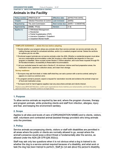 IC-07 Animals in the Facility, first page