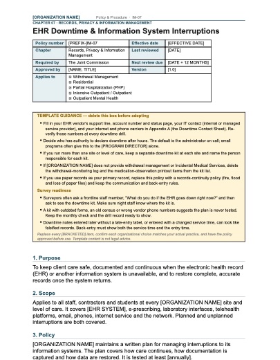 IM-07 EHR Downtime & Information System Interruptions, first page