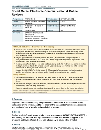 IM-12 Social Media, Electronic Communication & Online Reviews, first page