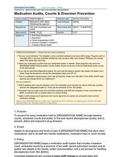 MM-03 Medication Audits, Counts & Diversion Prevention, first page