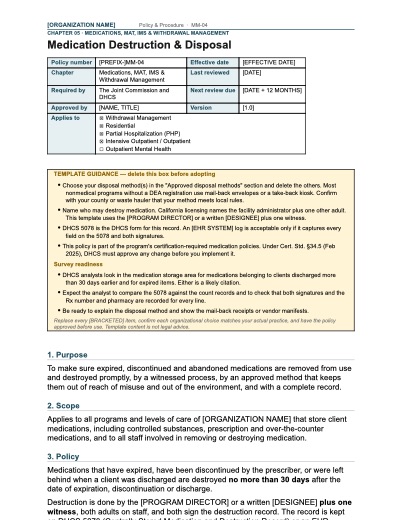 MM-04 Medication Destruction & Disposal, first page
