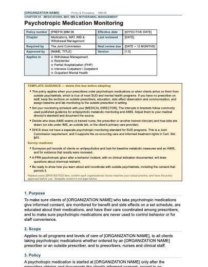 MM-06 Psychotropic Medication Monitoring, first page