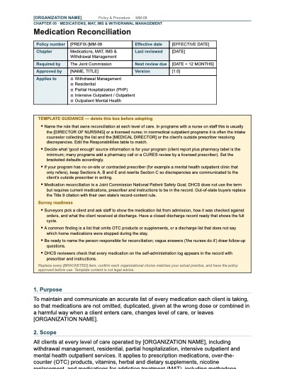 MM-08 Medication Reconciliation, first page