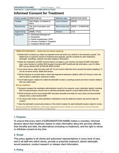 RI-02 Informed Consent for Treatment, first page
