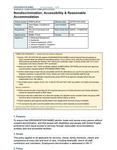 RI-04 Nondiscrimination, Accessibility & Reasonable Accommodation, first page