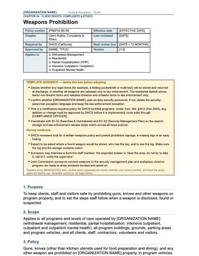 RI-09 Weapons Prohibition, first page