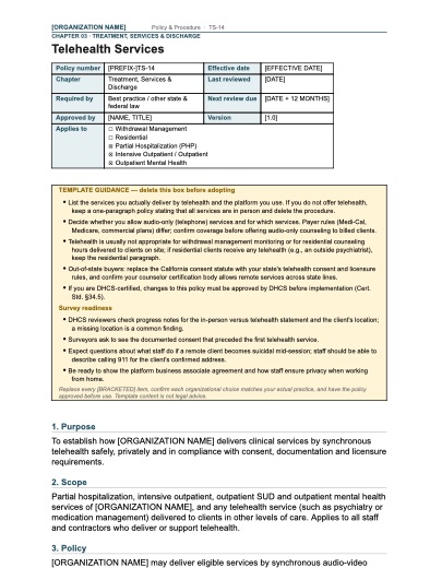 TS-14 Telehealth Services, first page