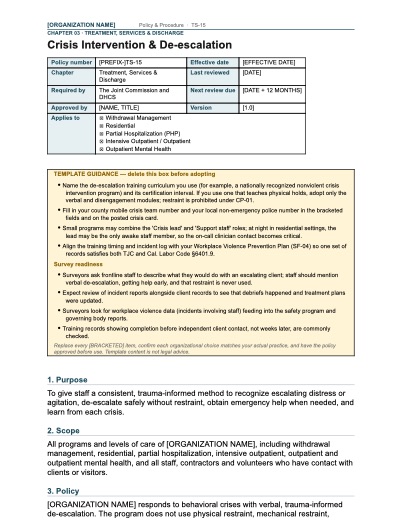TS-15 Crisis Intervention & De-escalation, first page